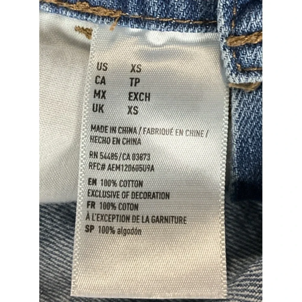American‎ Eagle Women's Size XS Denim  Short Alls Overalls Distressed Raw Hem